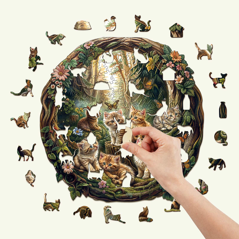 Laid-back Kitten Wooden Jigsaw Puzzle - By Woodbests
