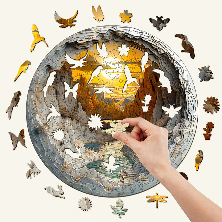 3D vision inside the cave-1 Wooden Jigsaw Puzzle - By Woodbests