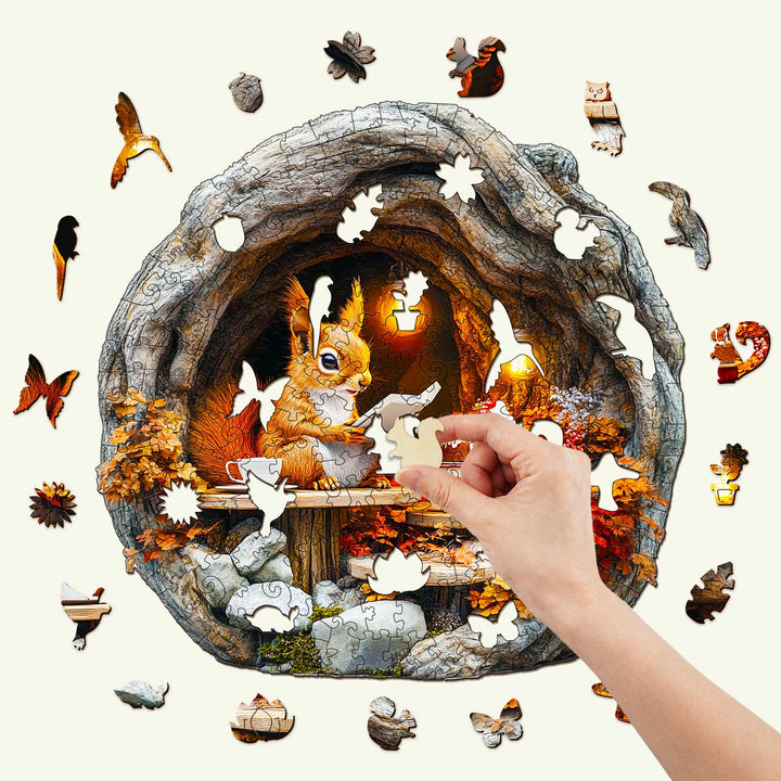 3D Burrow Squirrel Wooden Jigsaw Puzzle - By Woodbests