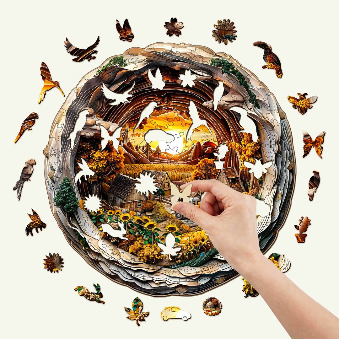 3D Autumn Farm-1 Wooden Jigsaw Puzzle - Woodbests