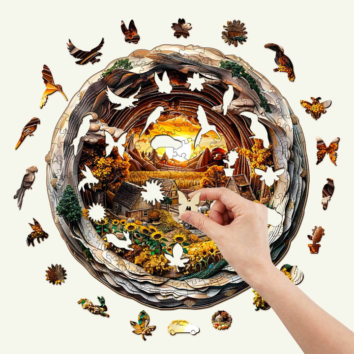 3D Autumn Farm-1 Wooden Jigsaw Puzzle - Woodbests