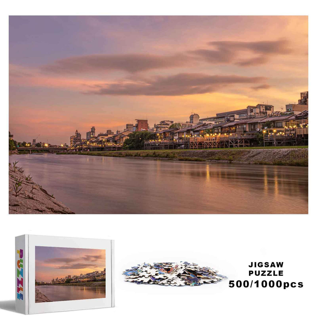 Sunset River City 500 / 1000 Piece Puzzle - Woodbests