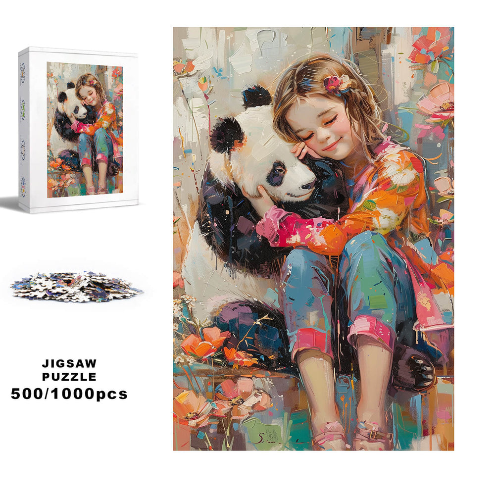 Panda and Girl 500 / 1000 Piece Puzzle - By Woodbests