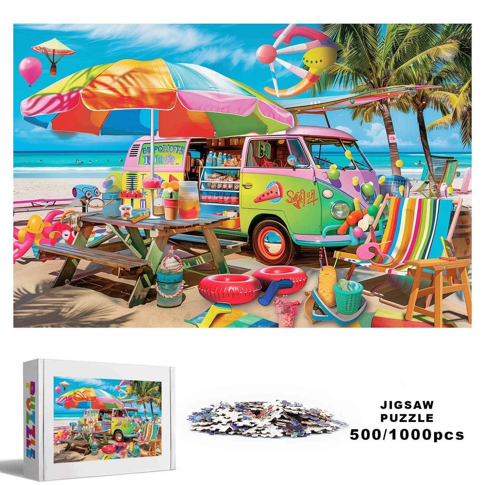 Beach Food Truck 500 / 1000 Piece Puzzle - Woodbests