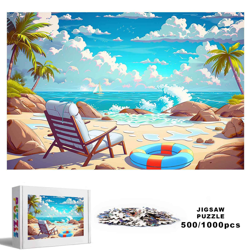 Relaxing Beach 500 / 1000 Piece Puzzle - By Woodbests