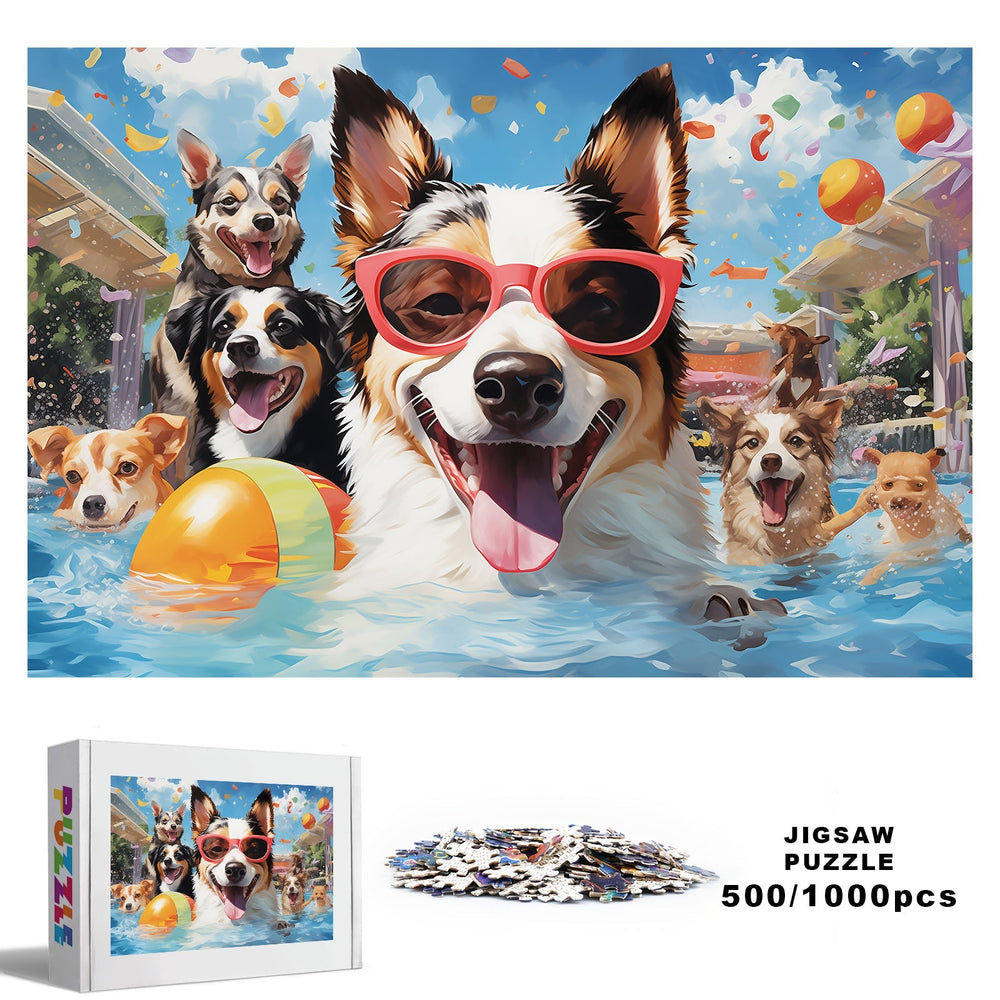 Puppy Pool 500 / 1000 Piece Puzzle - Woodbests