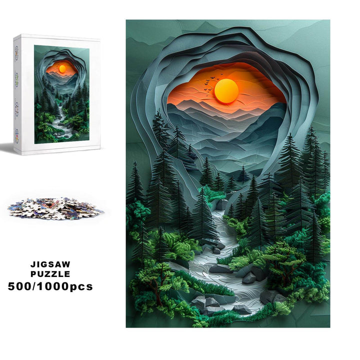Jungle Sunset 500 / 1000 Piece Puzzle - Woodbests