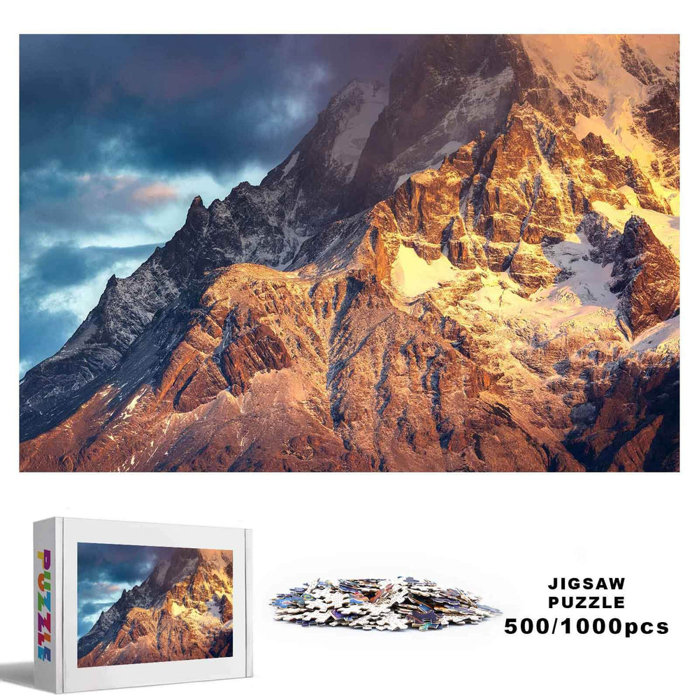 Snow Mountain of Sunrise 500 / 1000 Piece Puzzle - By Woodbests