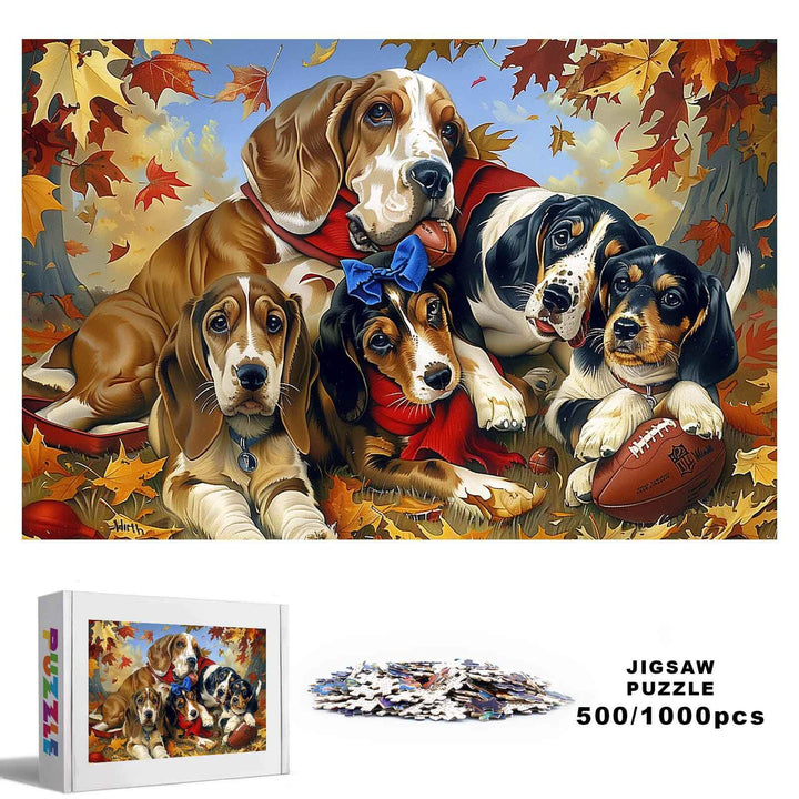Basset Hound Family 500 / 1000 Piece Puzzle - By Woodbests