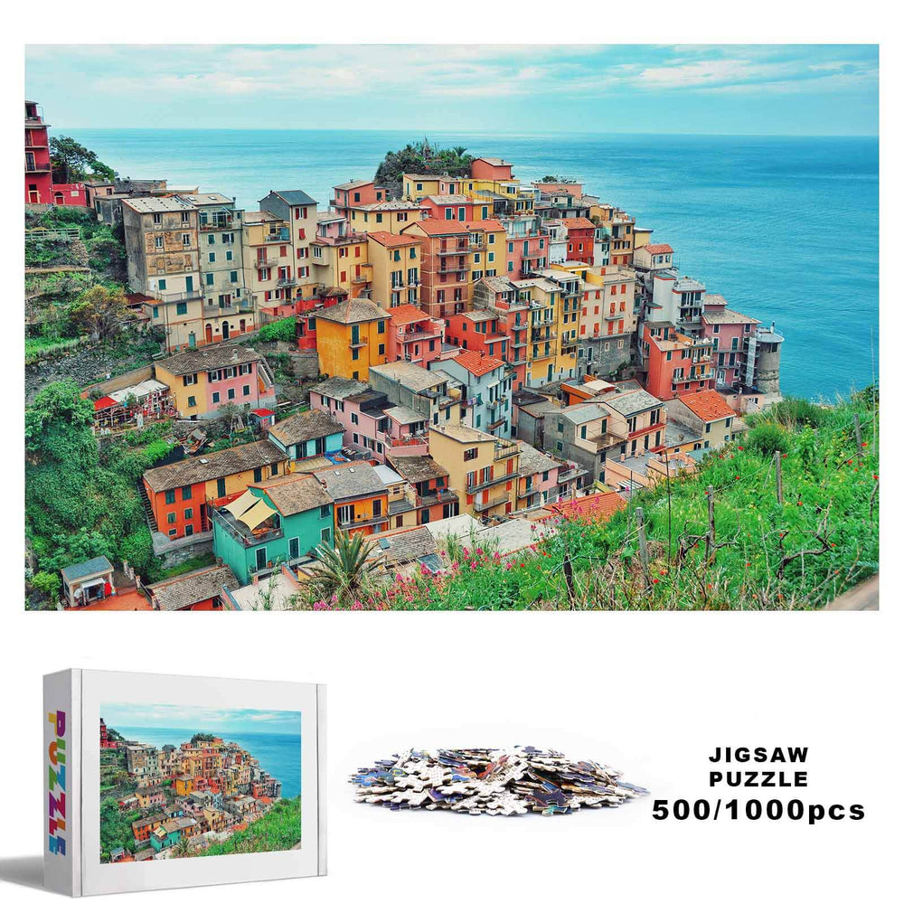 Seaside Village 500 / 1000 Piece Puzzle - Woodbests