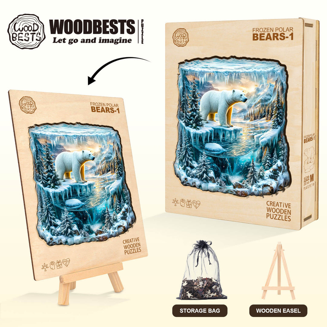 Frozen polar bears-1 Wooden Jigsaw Puzzle
