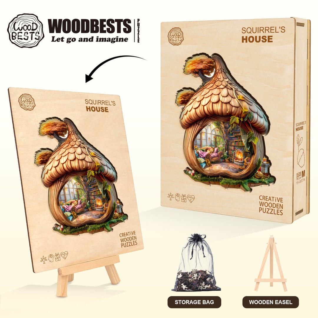 Eichhörnchen-Haus Holzpuzzle