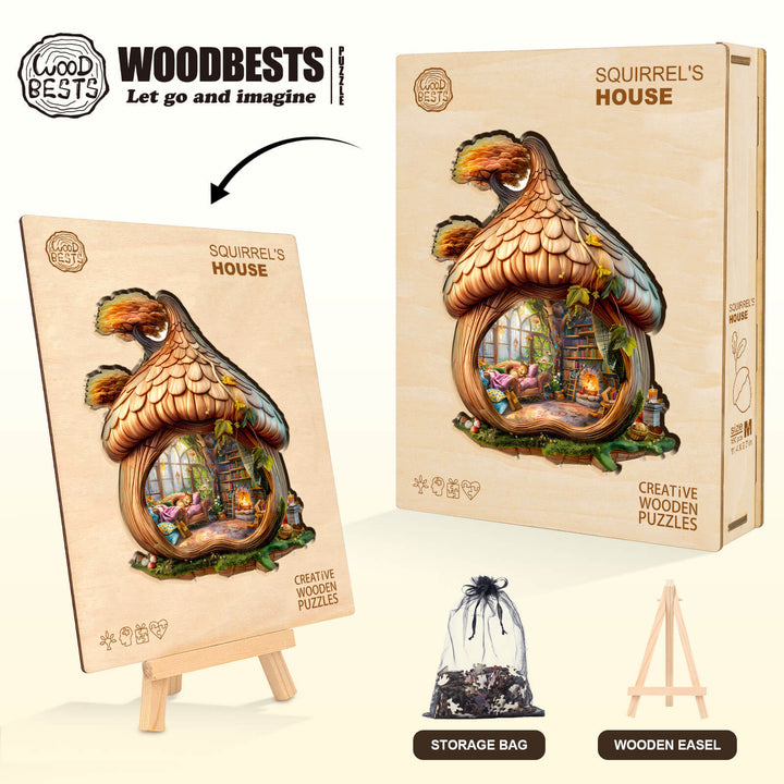 Eichhörnchen-Haus Holzpuzzle