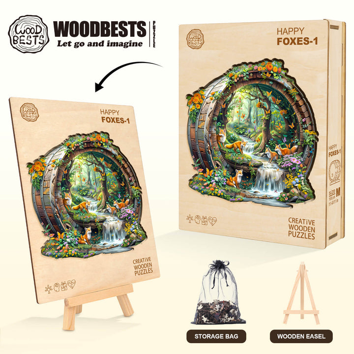 Happy foxes-1 Wooden Jigsaw Puzzle