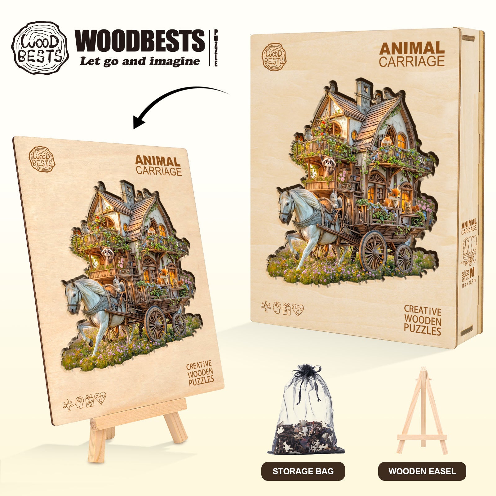 Tier-Kutsche Holzpuzzle