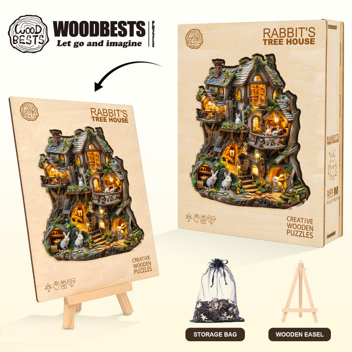 Rabbit's Tree House  Wooden Jigsaw Puzzle