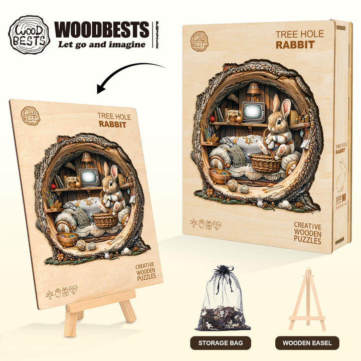 Tree Hole Rabbit Wooden Jigsaw Puzzle