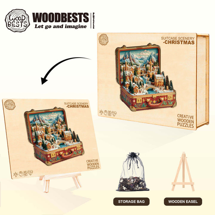 Koffer-Landschaft – Weihnachts Holzpuzzle