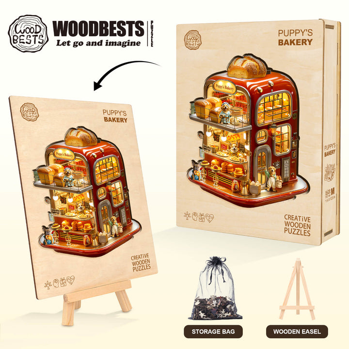 Welpen-Bäckerei-Holzpuzzle