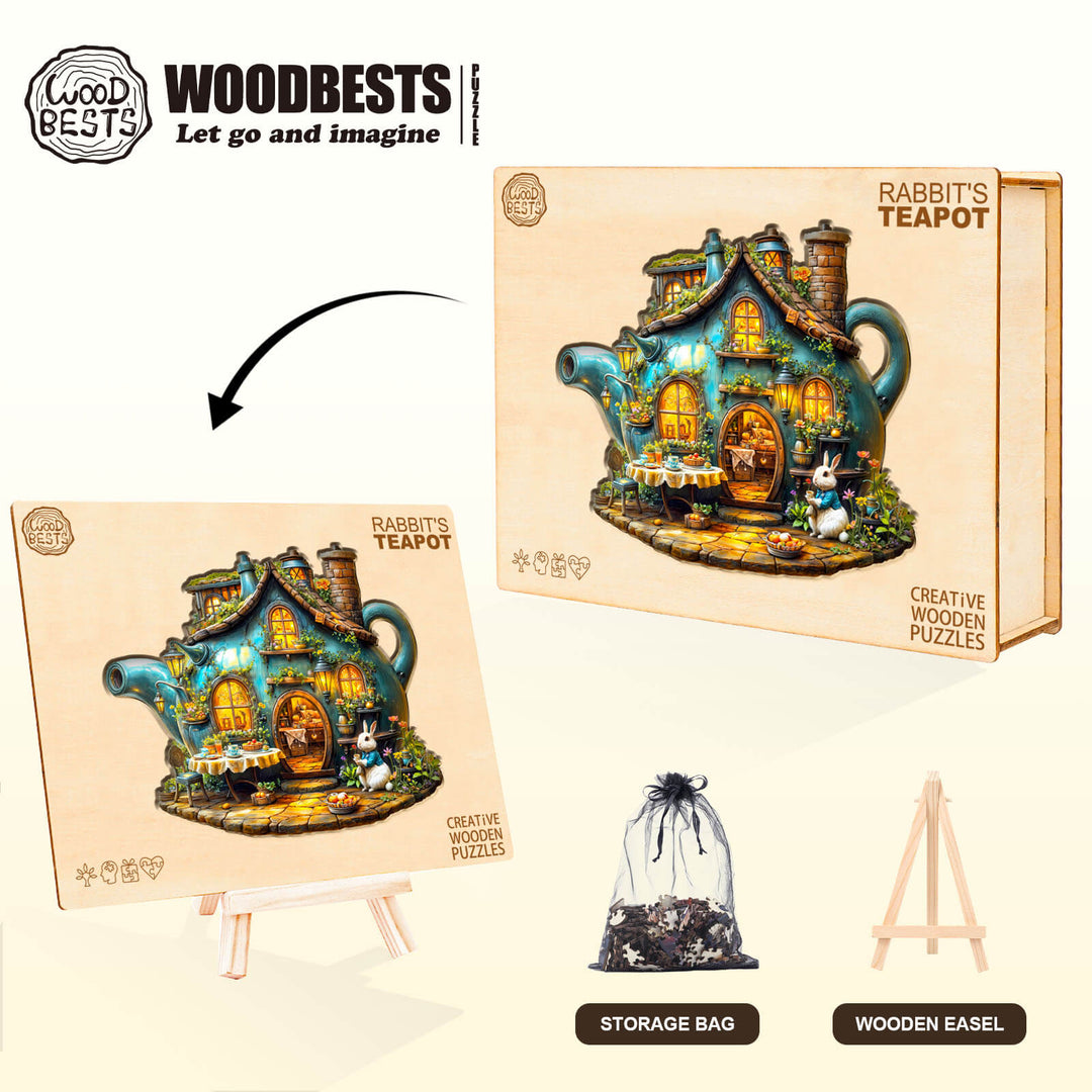 Hasen-Teekanne Holzpuzzle