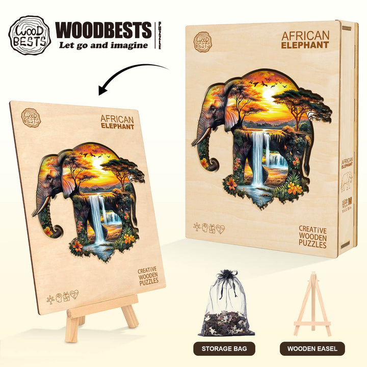 Afrikanischer-Elefant Holzpuzzle