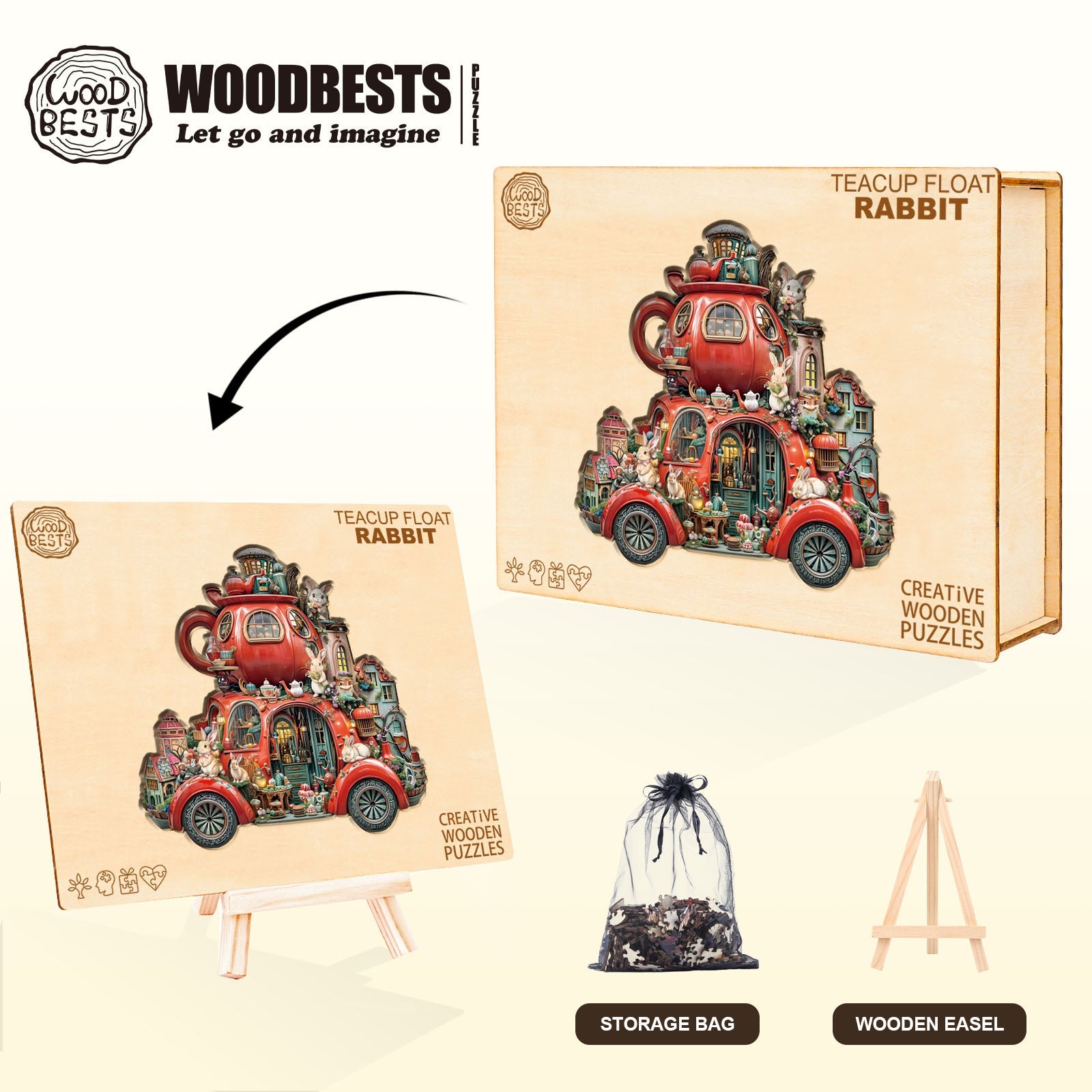Teetassen-Schweberabbit Holzpuzzle