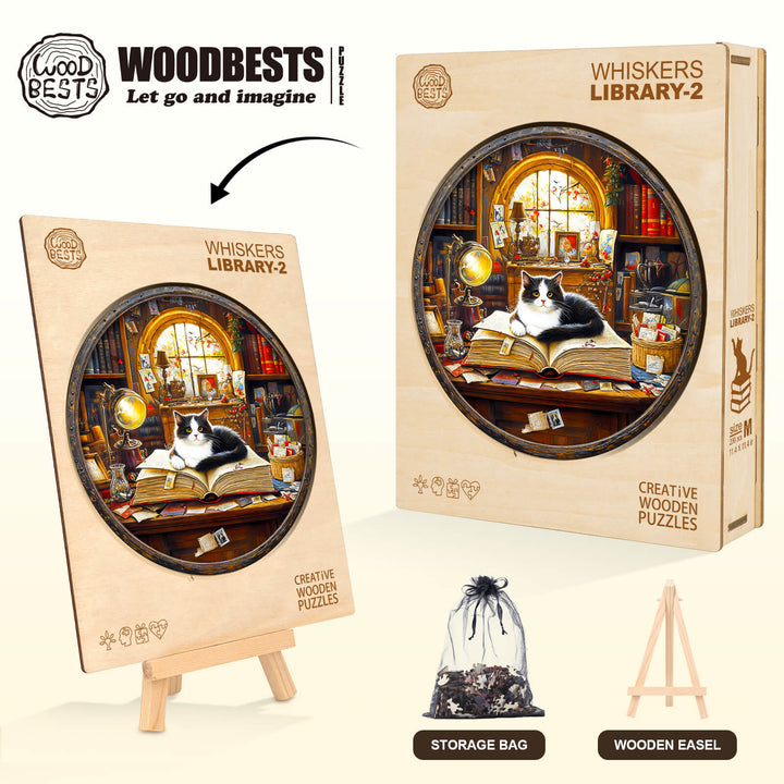Whiskers Library-2 Wooden Jigsaw Puzzle