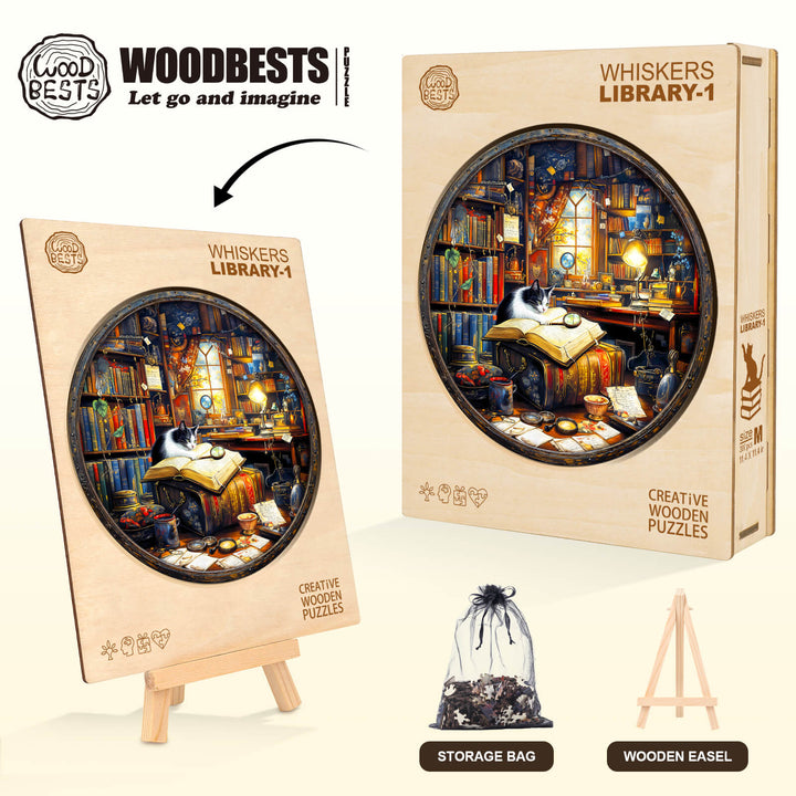 Whiskers Library-1 Wooden Jigsaw Puzzle