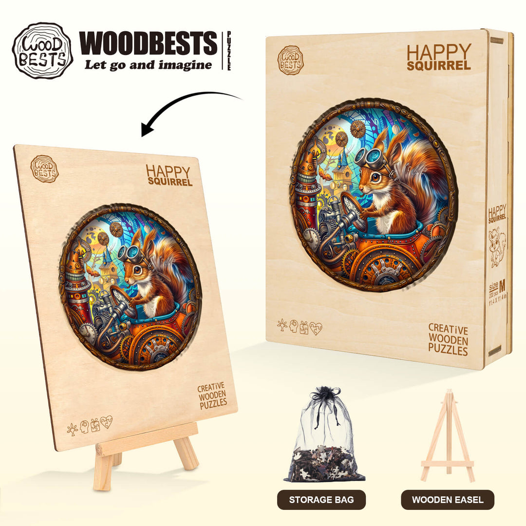Glückliches Eichhörnchen Holzpuzzle