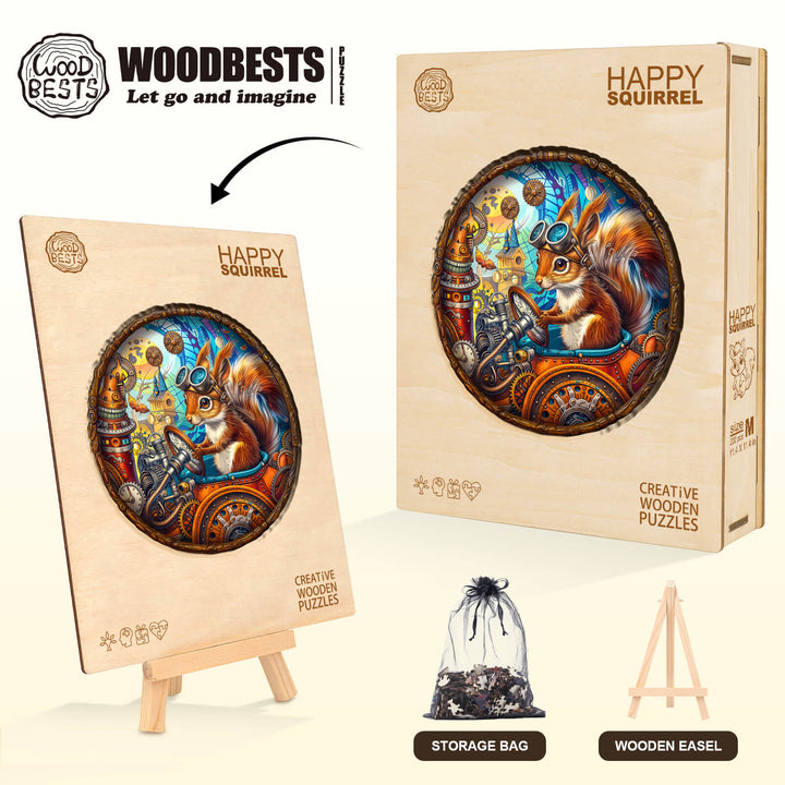 Glückliches Eichhörnchen Holzpuzzle