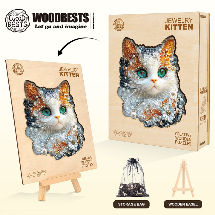 Schmuck-Katzen Holzpuzzle