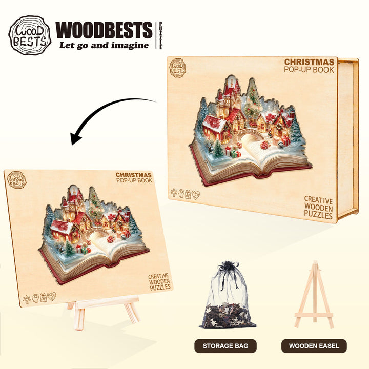 Weihnachts-Pop-up-Buch Holzpuzzle