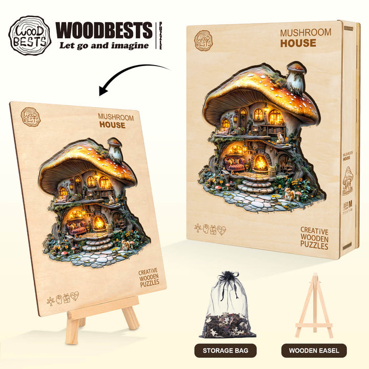 mushroom house Wooden Jigsaw Puzzle
