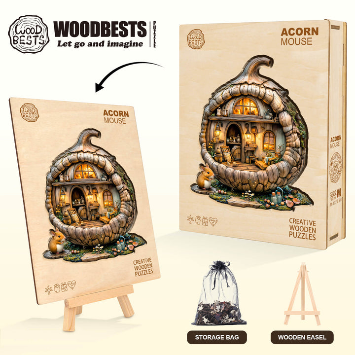 Acorn mouse Wooden Jigsaw Puzzle