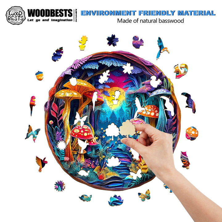 3D Colorful Paper Sculpture Mushroom Wooden Jigsaw Puzzle - By Woodbests