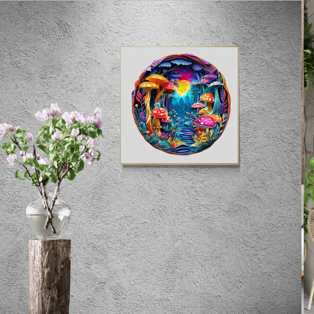 3D Colorful Paper Sculpture Mushroom Wooden Jigsaw Puzzle - By Woodbests