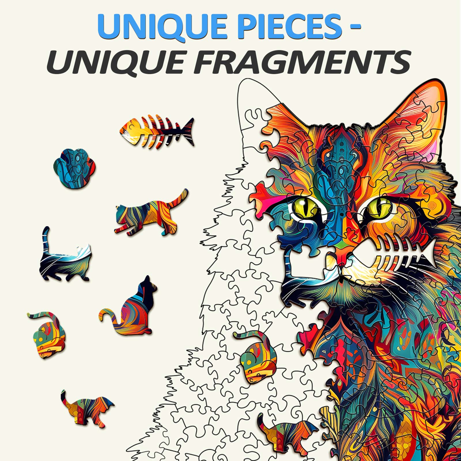 Majestätische Maine-Coon Holzpuzzle