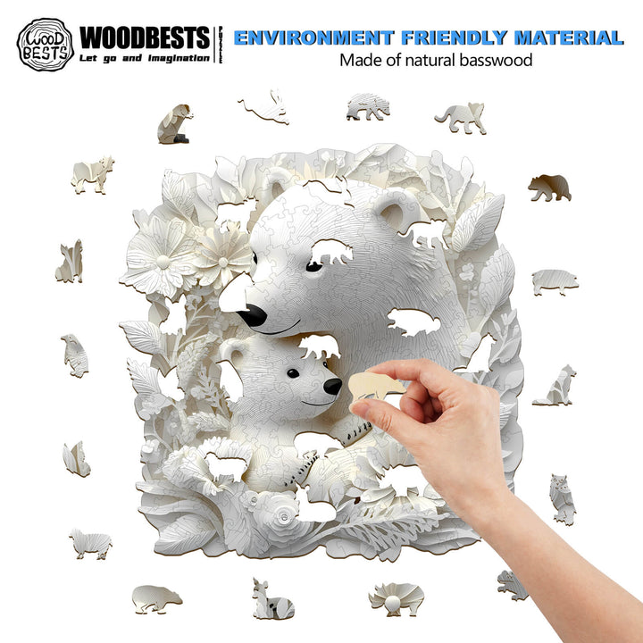 Eisbärenfamilie Holzpuzzle