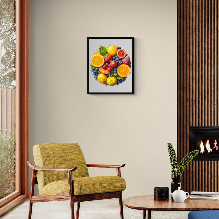 Buntes Obst Holzpuzzle