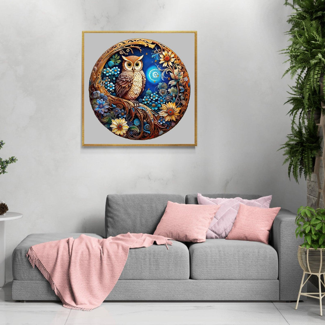 Moonlight Owl Wooden Jigsaw Puzzle-Woodbests