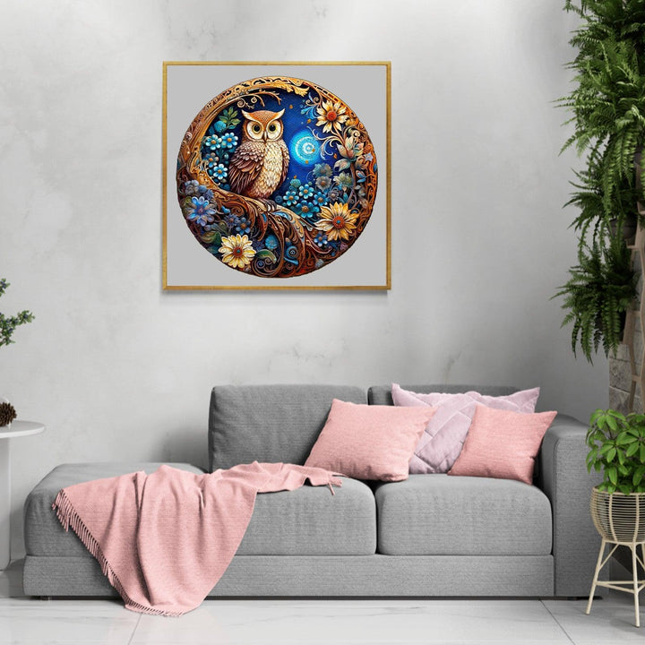 Moonlight Owl Wooden Jigsaw Puzzle-Woodbests