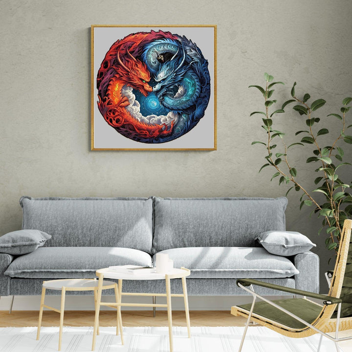 Yin-Yang Dragon-2 Wooden Jigsaw Puzzle