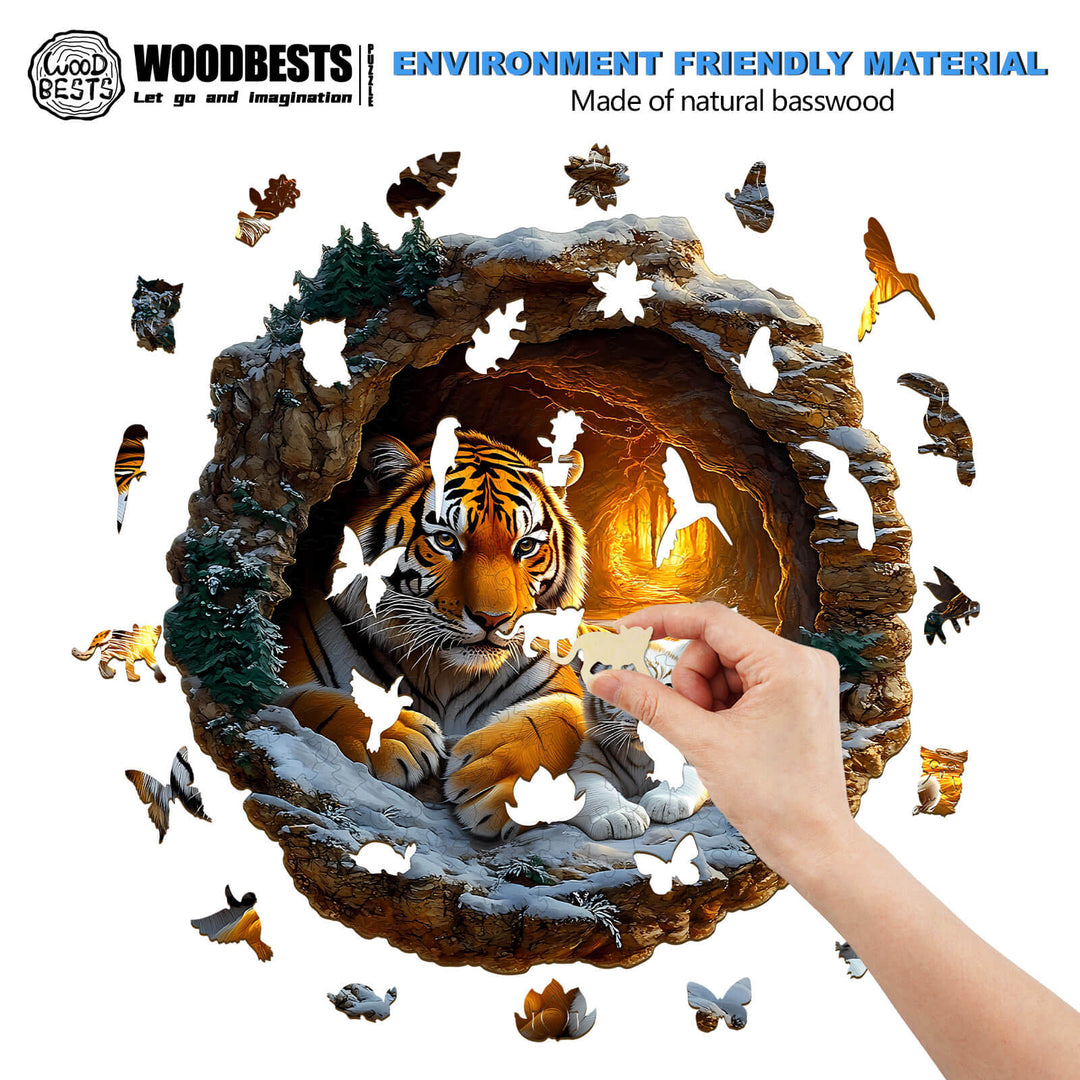 3D Tiger Family-2 Wooden Jigsaw Puzzle - Woodbests