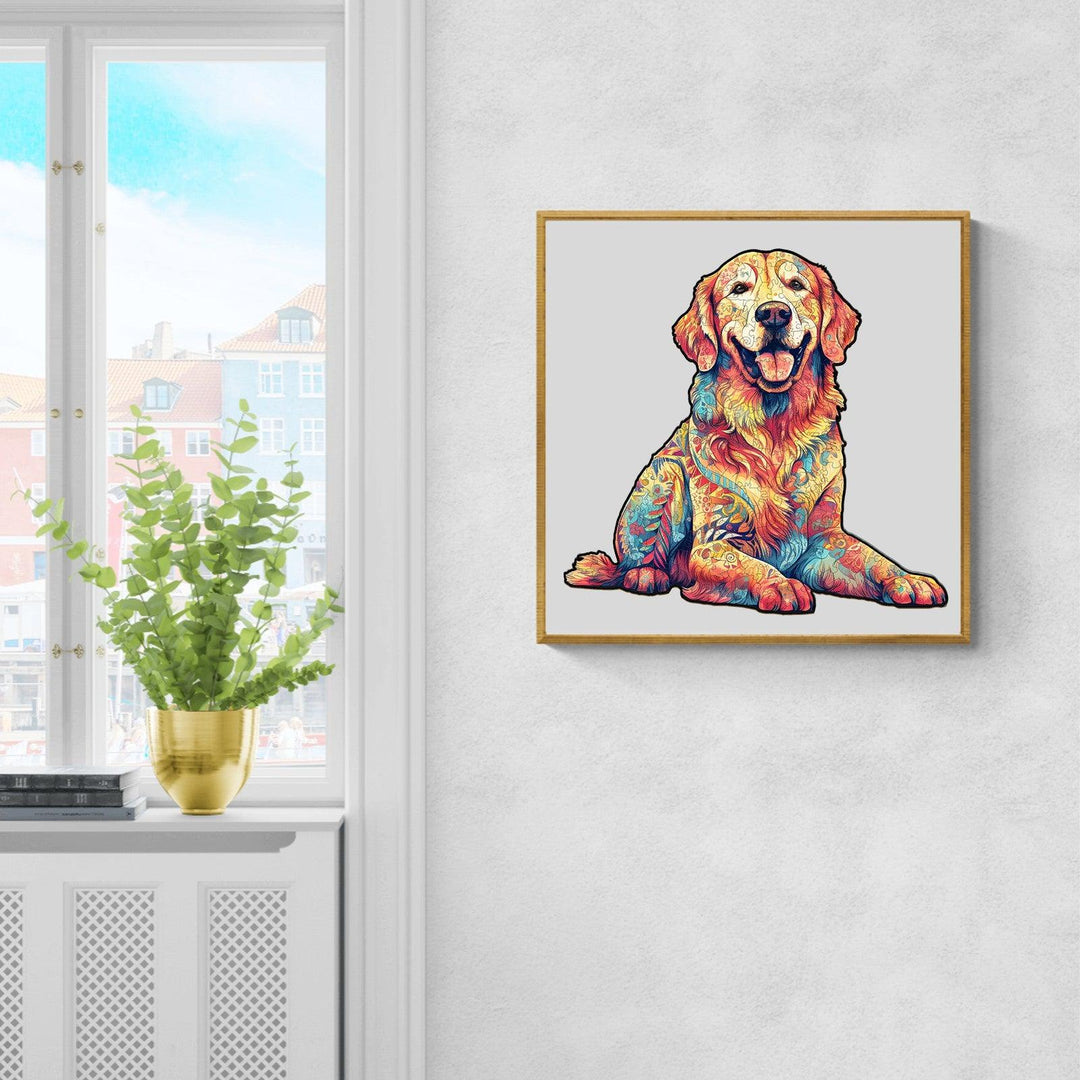 Loyal Golden Retriever Wooden Jigsaw Puzzle-Woodbests