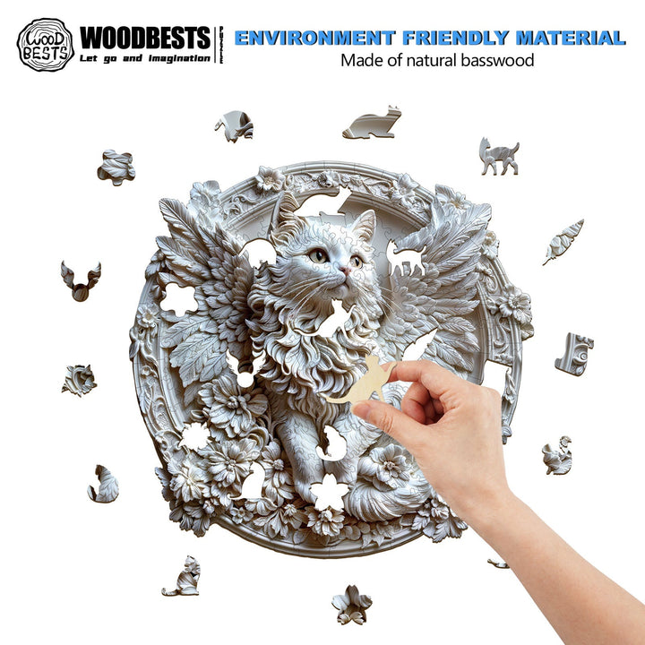 3D Engels-Katzen Holzpuzzle