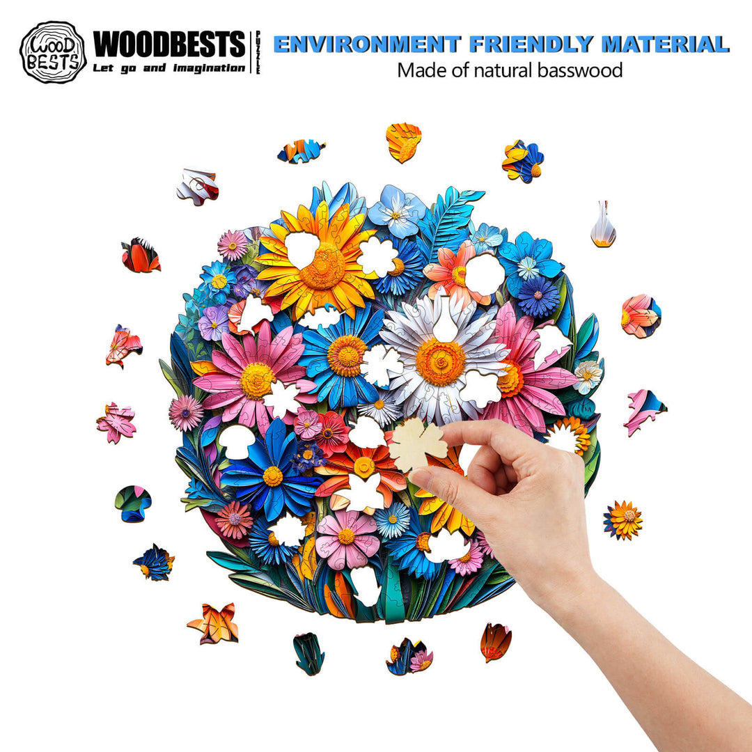 Scherenschnitt-Blumen Holzpuzzle