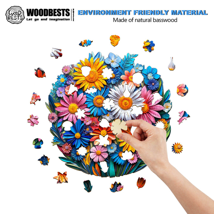 Scherenschnitt-Blumen Holzpuzzle