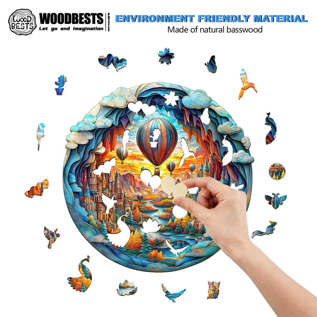 3D Luftballon-Stadt Holzpuzzle