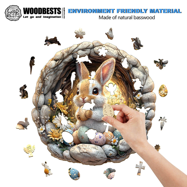 Osterhasen-Höhle Holzpuzzle