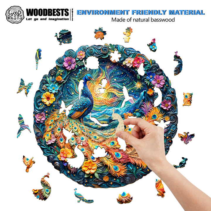 3D Aurora Peacock Wooden Jigsaw Puzzle - Woodbests